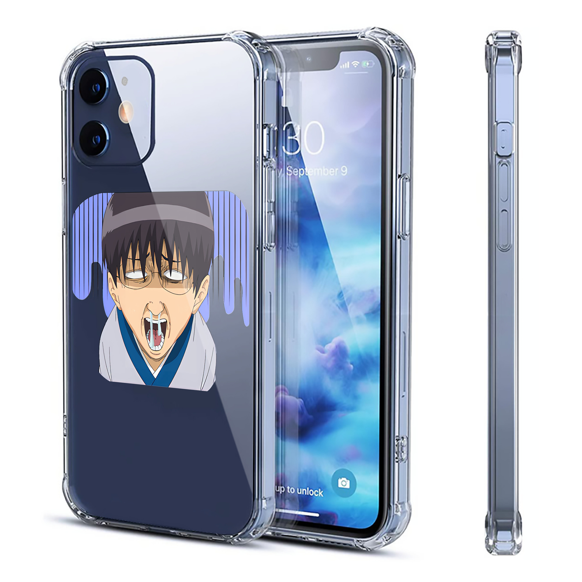 （画像用） ぎんたま 坂田銀時（さかたぎんとき） 神楽 志村新八（しむら しんぱち） GINTAMA Sakata Gintoki Kagura Shimura Shinpachi 【iPhone 12シリーズ対応】透明スマホケース（クリアソフトケース）